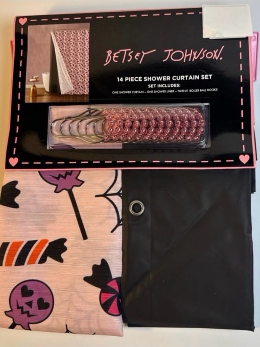 Betsey Johnson Halloween Candy Shower Curtain Set